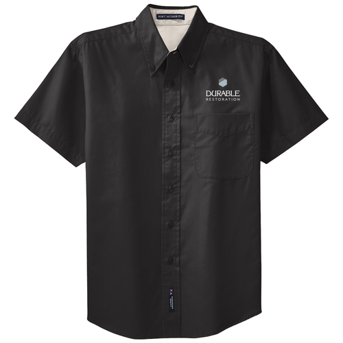 Port Authority Short Sleeve Easy Care Shirt -- Black / Light Stone