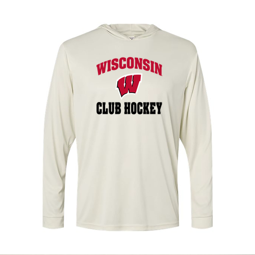 UW Club Hockey Hooded Long Sleeve T-Shirt -- Sand