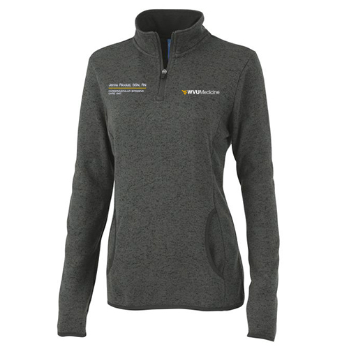 Embroidered Charles River Womens Heathered Fleece Pullover -- Charcoal Heather