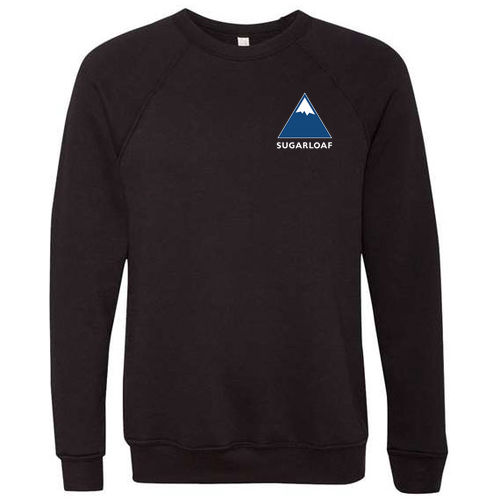 Sugarloaf Logo 2 Blue and White Ink -- Crewneck Sweatshirt Black