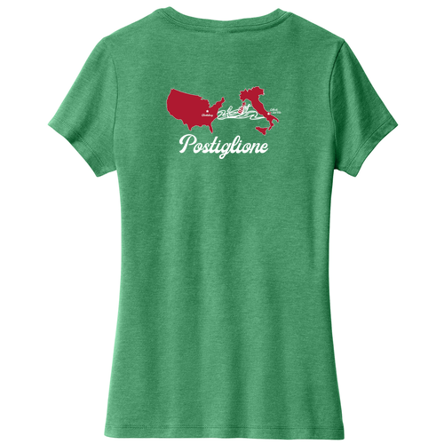 District Made Ladies Perfect Blend V-Neck Tee -- Heathered Kelly Green