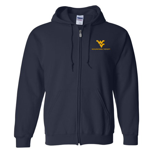 Embroidered Gildan Full Zip Hooded Sweatshirt -- Navy