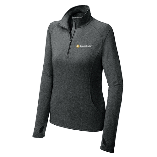 Sport Tek Ladies Sport Wick Stretch Half Zip Pullover -- Charcoal Grey Heather