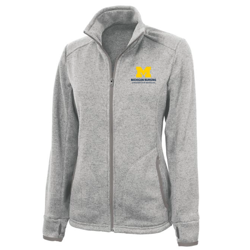 Ladies Charles River Heathered Fleece Jacket -- Light Grey Heather