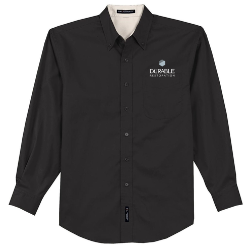 Port Authority Mens Easy Care Long Sleeve Shirt -- Black / Light Stone