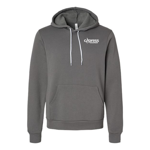 Cypress Mountain Logo 2 White Ink -- Pullover Hooded Sweatshirt Asphalt