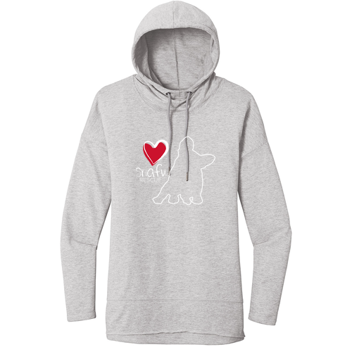 District Womens Featherweight French Terry Hoodie T- Shirt -- Light Heather Grey