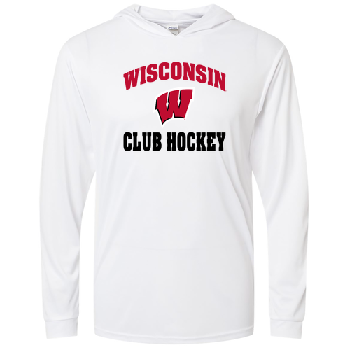 UW Club Hockey Hooded Long Sleeve T-Shirt -- White