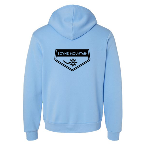 Boyne Mountain Logo 2 Black Ink -- Pullover Hooded Sweatshirt Carolina Blue