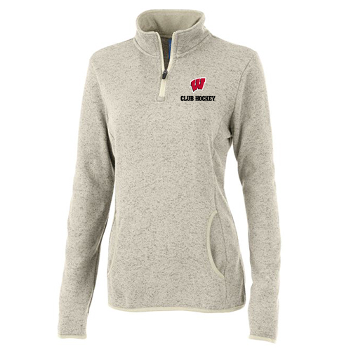UW Club Hockey Charles River Womens Fleece Pullover -- Oatmeal Heather