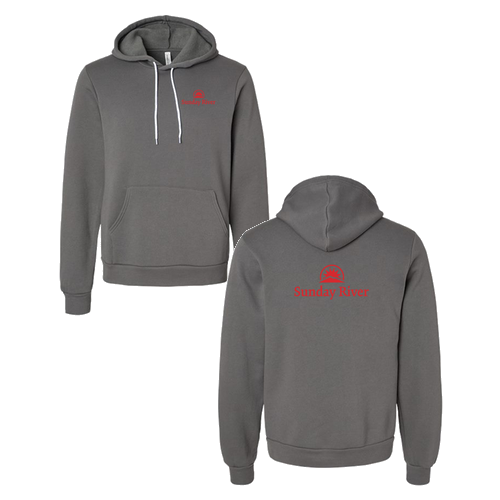 Sunday River Logo 2 Red Ink -- Pullover Hooded Sweatshirt Asphalt