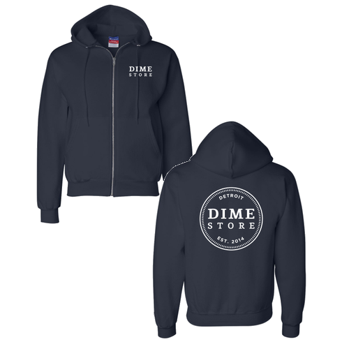 Champion Powerblend Full-Zip Hooded Sweatshirt -- Navy