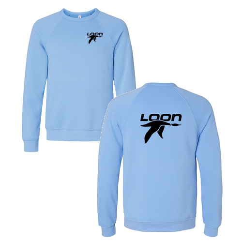 Loon Logo 2 Black Ink -- Crewneck Sweatshirt Carolina Blue