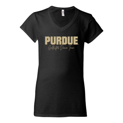 Gildan Ladies' SoftStyle® Fitted V-Neck Script T-Shirt -- Black
