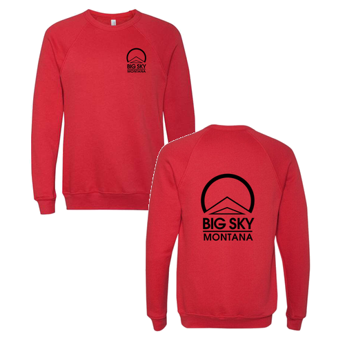 Big Sky Montana Logo 2 Black Ink -- Crewneck Sweatshirt Red