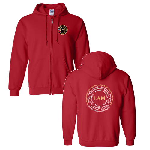 I am Full Zip Hooded Sweatshirt -- Red