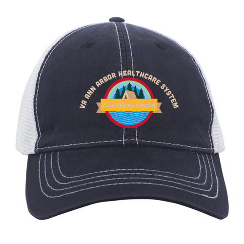 Pacific Headwear Vintage Trucker Mesh Hat -- Navy / White