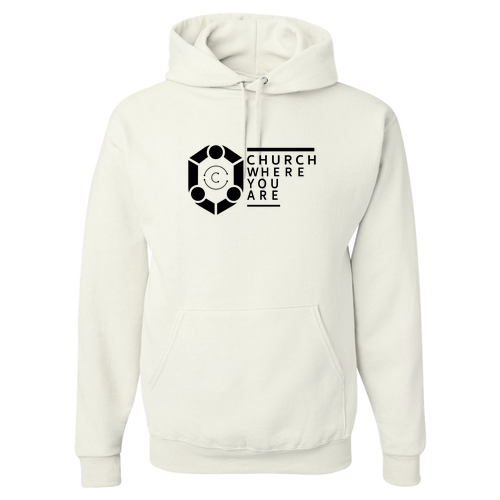 Mens/Unisex Jerzees 8 oz 50/50 Nublend Hooded Sweatshirt -- White