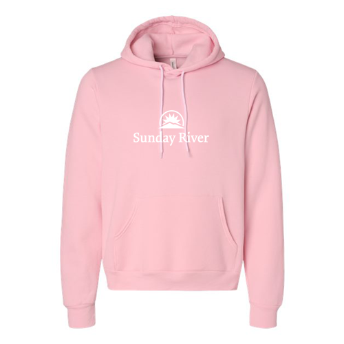 Sunday River Logo 1 White Ink --Pullover hooded sweatshirt Pink