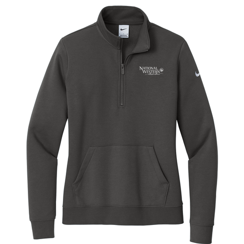 Nike Ladies Club Fleece Sleeve Swoosh 1/2 Zip -- Anthracite