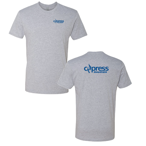 Cypress Mountain Logo 2 Blue Ink -- Short Sleeve Heather Grey