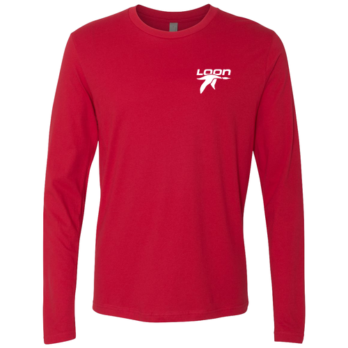 Loon Logo 2 White Ink -- Long Sleeve Red