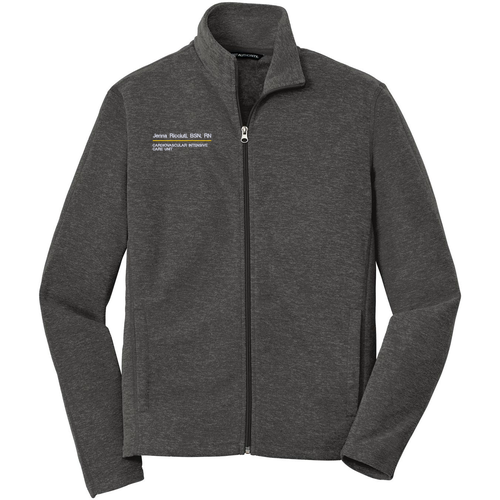 Port Authority Heather Microfleece Full Zip Jacket -- Black Charcoal Heather
