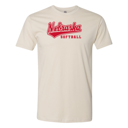 Nebraska Softball Adult Tee -- Cream
