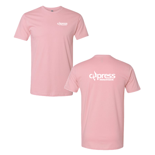 Cypress Mountain Logo 2 White Ink -- Short Sleeve Light Pink
