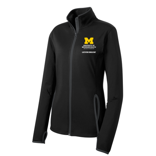 Sport-Tek Ladies Sport Wick Stretch Contrast Full Zip Jacket -- Black / Charcoal Grey