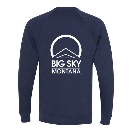 Big Sky Montana Logo 2 White Ink -- Crewneck Sweatshirt Navy