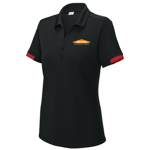 Sport-Tek Women’s Club Colorblock Polo -- Black / Deep Red