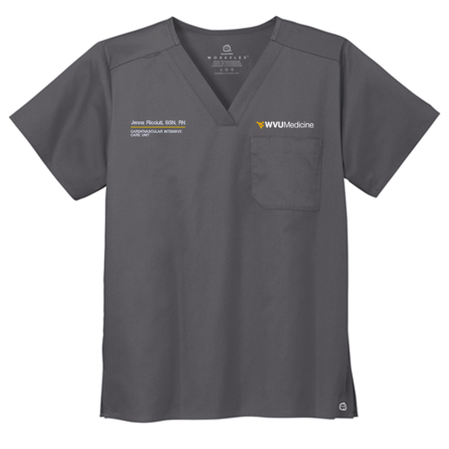 Wonderwink Unisex Workflex Chest Pocket V-Neck Top -- Pewter