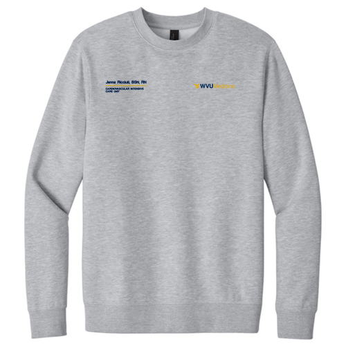 Embroidered District V.I.T. Fleece Crew -- Light Heather Grey
