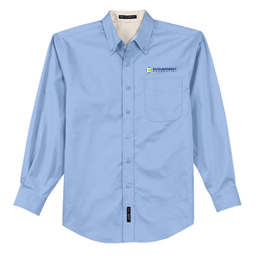 Port Authority Easy Care Long Sleeve Shirt -- Light Blue / Light Stone