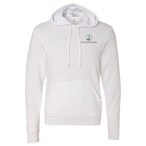The Highlands Logo 2 Green Ink -- Pullover Hooded Sweatshirt White
