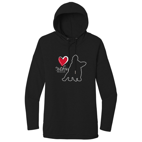 District Womens Featherweight French Terry Hoodie T- Shirt -- Black