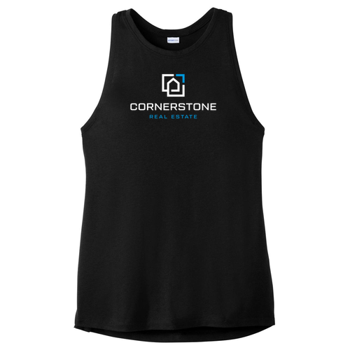 Sport-Tek Ladies PosiCharge Tri-Blend Wicking Tank -- Black Triad Solid
