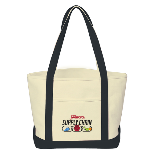 Medium Starboard 24 Oz. Recycled Cotton Canvas Tote Bag -- Natural With Black
