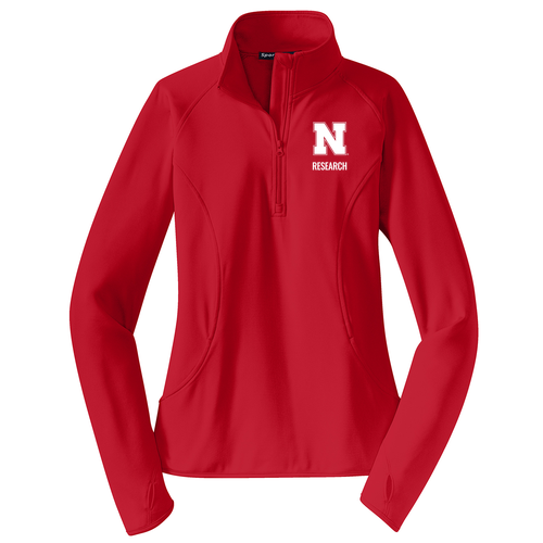 Nebraska Research Ladies' Half Zip Pullover -- True Red