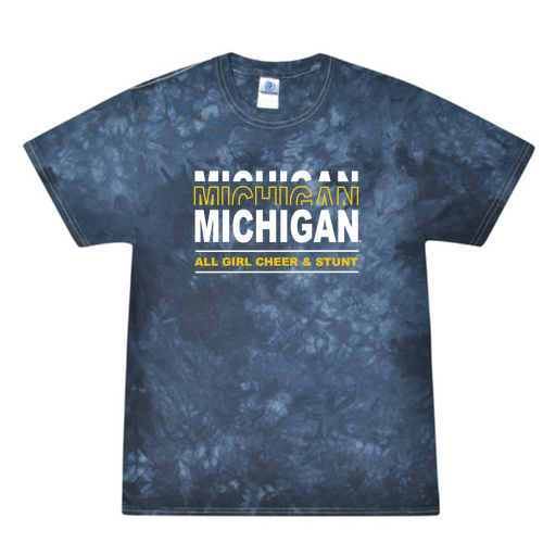 Mens/Unisex Tie-Dye Crystal Wash T-Shirt -- Navy
