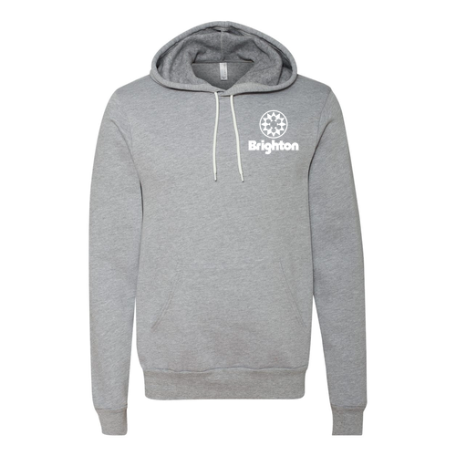 Brighton Logo 2 White Ink -- Pullover Hooded Sweatshirt Athletic Heather
