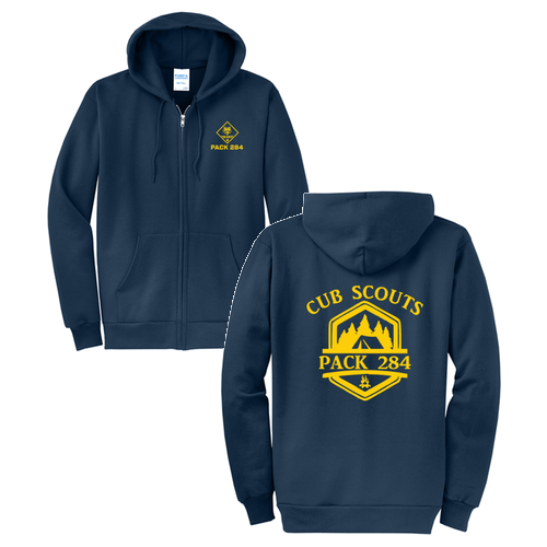 Port & Co Youth Core Fleece Full-Zip Hooded Sweatshirt -- Navy