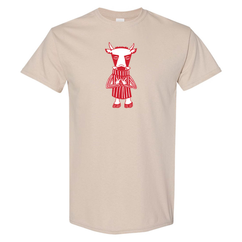 Wisconsin Track Cow T-shirt — Sand
