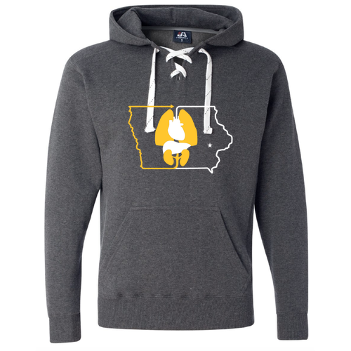 J America Sport Lace Hooded Sweatshirt -- Charcoal Heather