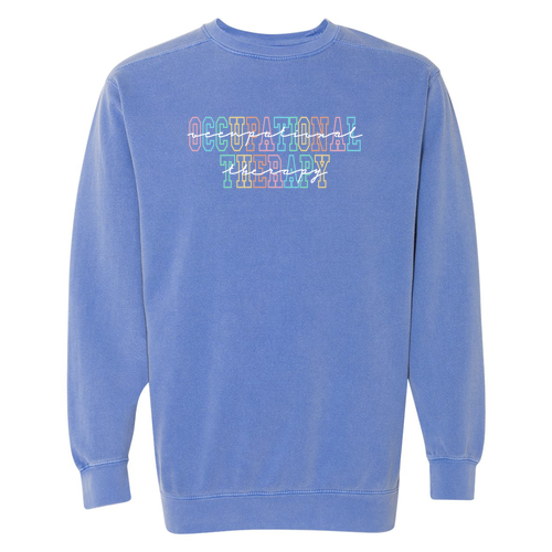 Mens/Unisex Occupational Therapy Comfort Colors Crewneck Sweatshirt -- Flo Blue