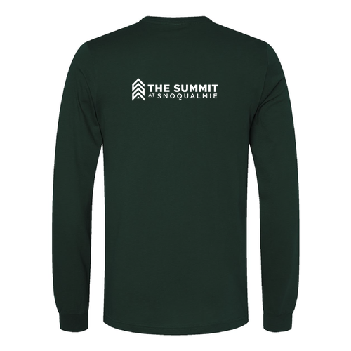 The Summit at Snoqualmie Logo 2 White Ink -- Longsleeve Forest