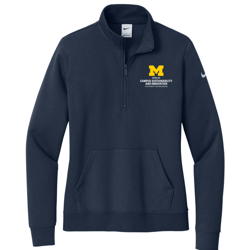 Ladies Nike Club Fleece Sleeve Swoosh 1/2 Zip -- Midnight Navy, $72