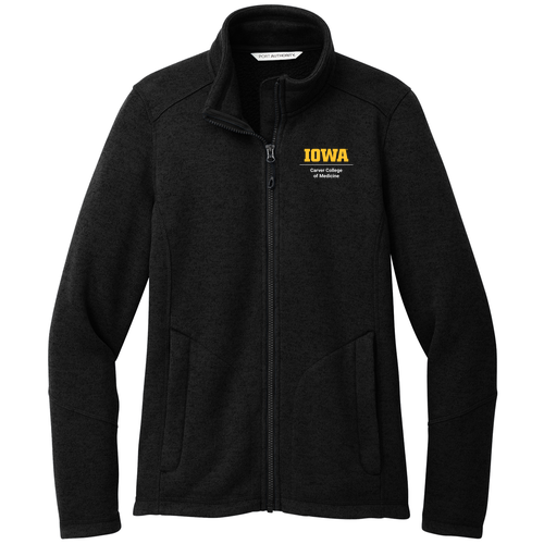 Embroidered Port Authority Ladies Arc Sweater Fleece Jacket -- Deep Black