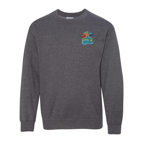Gildan Heavy Blend Youth Crew Neck Sweatshirt Front & Back -- Dark Heather